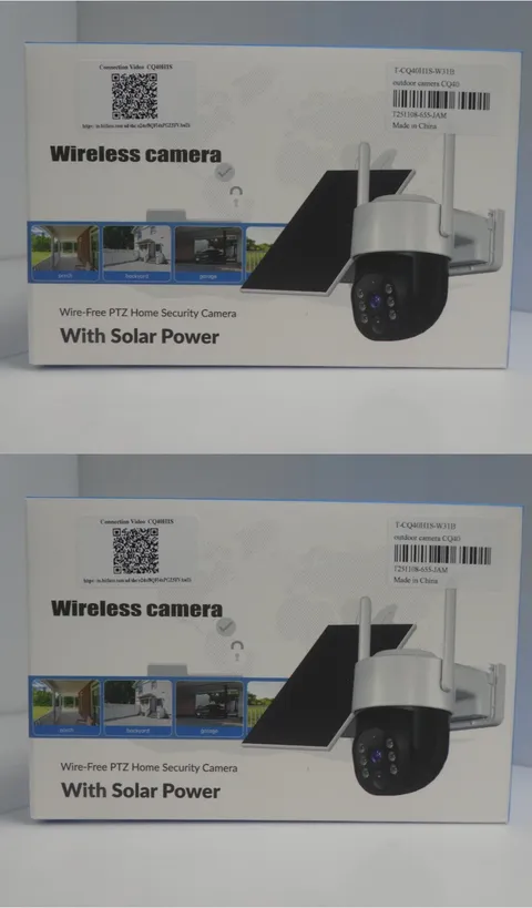 Lot of 2 - Wire-Free PTZ Home Security Camera with Solar Power CQ40