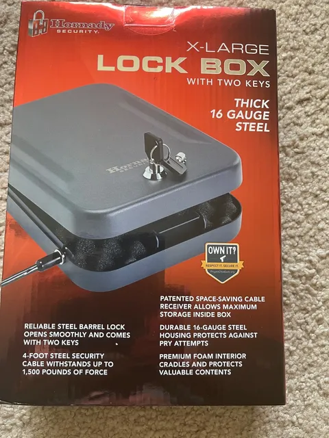 Hornady XLarge Lock Box 16 Gauge Steel TSA Approved Portable 10x7x2 new in box