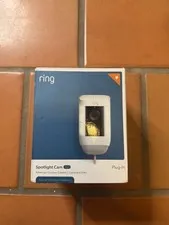 New- Ring 1080p Spotlight Cam Pro Plug-In Security Camera - White