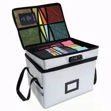 Collapsible Fireproof Storage Box Lockable Document Organizer Portable Safe Case