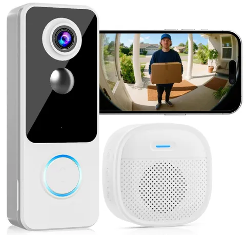 Videoportero WiFi 2K Inalámbrico con Audio, Detección y Timbre Inteligente