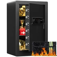 Large Steel Safe Box 3.0 Cuft for Home with LED Light, 6 Locking Bolts Electr...