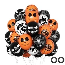 Halloween Decoration Balloons, 50pcs 12 Inch Halloween Black Orange White