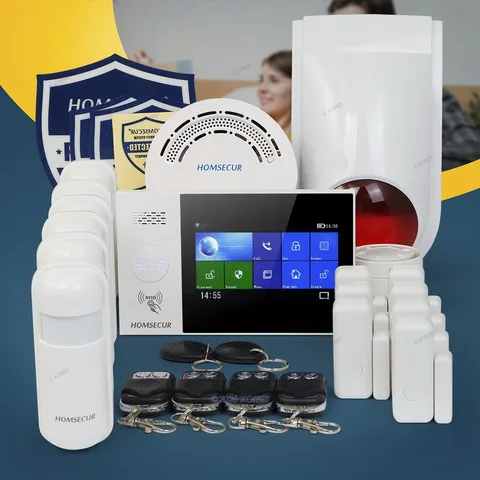 HOMSECUR Wireless WIFI 4G RFID LCD Burglar Intruder Alarm System