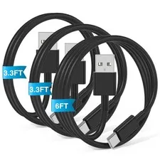 3-Pack Black [3.3FT+3.3FT+6FT] USB A to USB C Cable，USB to USB C Car Carplay ...