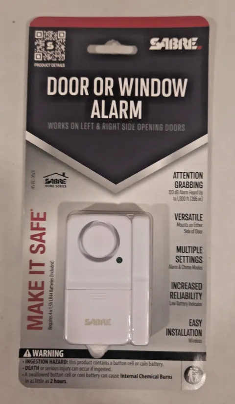 SABRE DOOR OR WINDOW ALARM WORKS ON RIGHT OR LEFT SIDE OPENINGS BRAND NEW