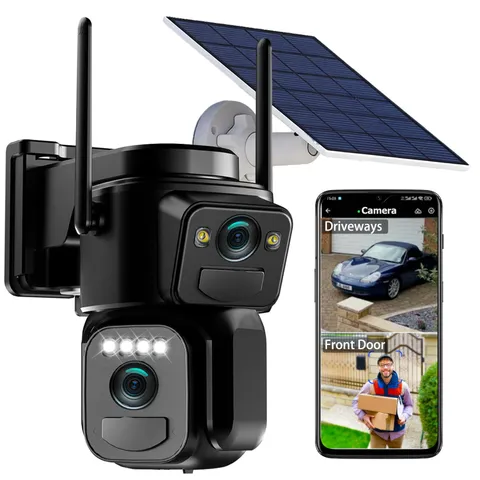 Dual Lens Solar Cameras Wireless Outdoor,5G/2.4G WiFi, 360° View Pan/Tilt Hom...