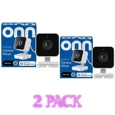 2 Pack onn Indoor Camera Wired 1080p HDR Google Home Gemini FREE SHIP