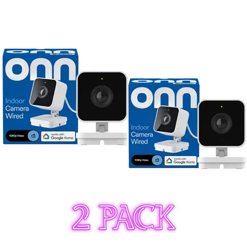 2 Pack onn Indoor Camera Wired 1080p HDR Google Home Gemini FREE SHIP