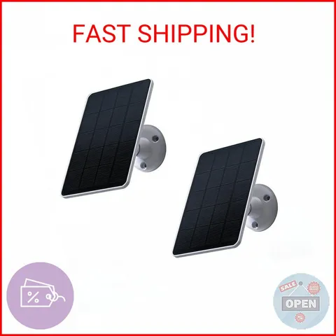 2 Pack Solar Panels Compatible with WYZE Battery Cam Pro, White