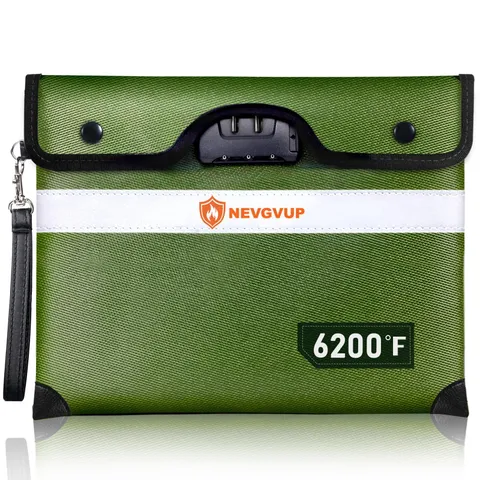 Upgraded 6200°F Fireproof Document Bag with Lock, Fire proof Money Bag for Ca...