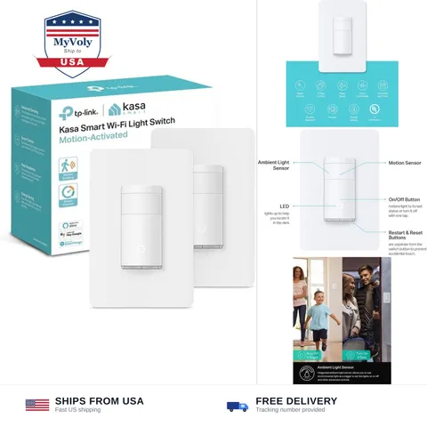 Kasa Smart Motion Sensor Switch, Single Pole, Needs Neutral Wire, 2.4GHz Wi-F...