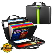 Fireproof Document Organizer Box, Lock, 13-Pocket Folder, Small
