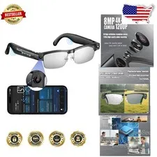 Camera Glasses 4K Video Bluetooth AI Voice Assistant  Waterproof