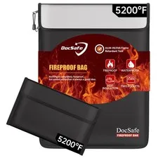 DocSafe Fireproof Document Bag 5200℉ with Fireproof Organizer Travel Case,Hea...