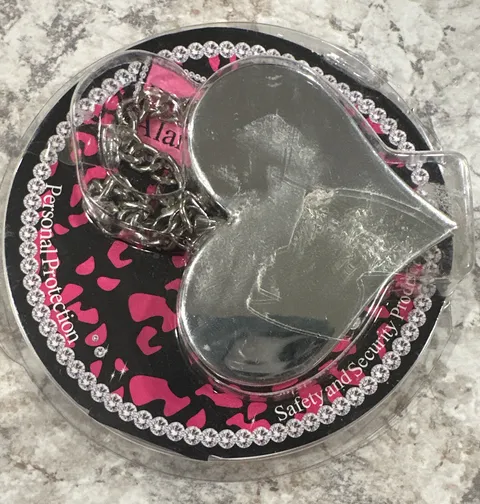 Personal Alarm Protection Emergency Silver Heart Shape Safe Sound Keychain 130dB