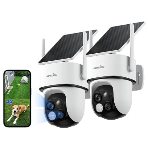 Cameras Wireless Outdoor-2K Dual Lens Home Cameras, 360° View, Solar Panel Ba...