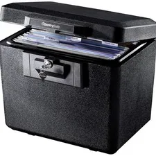 Black Fireproof Document Box with Key Lock, Safe Secures Files and Documents ...