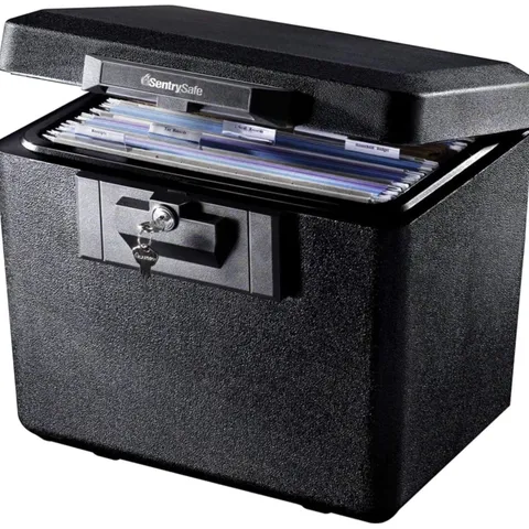 Black Fireproof Document Box with Key Lock, Safe Secures Files and Documents ...