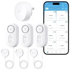 GoveeLife Upgraded Smart Water Leak Detector 1s 1 Gateway+3 Sensors, White