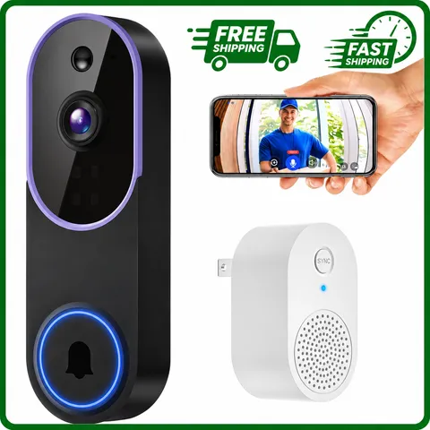 WiFi Ring Doorbell 1080P HD Security Camera Wireless Door Bell Camera With Chime