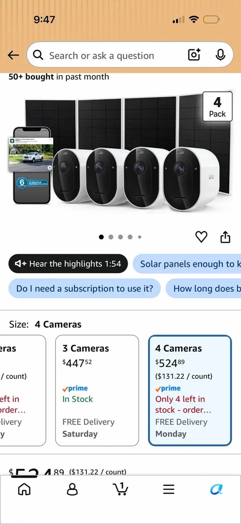 Arlo Pro 6th Gen 4-Pack 2K HDR Wireless Outdoor Night Vision Cameras White/Black