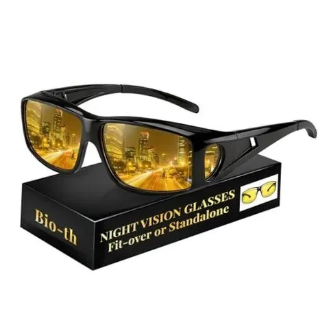 Night Vision Driving Glasses Men Women, HD Polarized Fit 1pack A01 Light Black