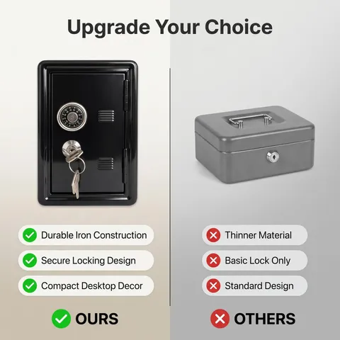 Metal Piggy Bank Mini Money Safe And Cash Lock Box For Home Office