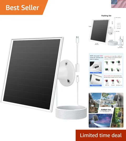 Versatile 6W Solar Panel with USB-C/Micro USB for Fast Security Camera Charging