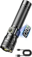 Gotellx Rechargeable LED Flashlight USB-C Zoomable Digital Display EDC Tactical