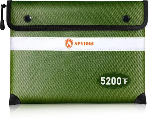 Upgraded 5200°F Fireproof Document Bag - Heat Insulated, Fireproof Safe Pouch wi
