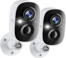 2K Wireless Outdoor Security Cameras, 2-Pack Battery Powered Wifi