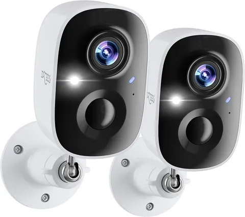 2K Wireless Outdoor Security Cameras, 2-Pack Battery Powered Wifi