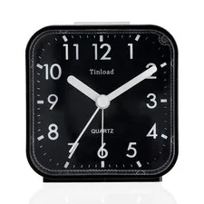 Small Battery Operated Analog Travel Alarm Clock Silent Non Ticking, Gentle W...
