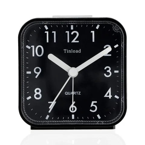Small Battery Operated Analog Travel Alarm Clock Silent Non Ticking, Gentle W...