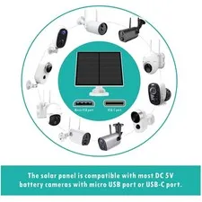 Solar Panel Charger for Rechargeable Camera,  Waterproof