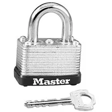 Master Lock Silver Laminated Steel Warded Padlock, Keyed 1-1/2-inch wide
