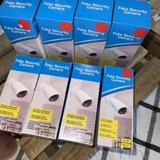8- Dummy Security Camera New In Box White Battery Operated Fake Decoy Cameras