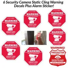 6  Security CCTV Camera Static Cling Decals & 1 Home Alarm Security Sticker 