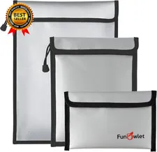 Fireproof Waterproof Money Document Bag  3Pack Safe Pouch  Fire and Water