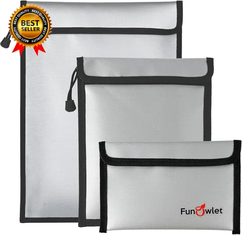 Fireproof Waterproof Money Document Bag  3Pack Safe Pouch  Fire and Water