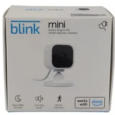 Blink Mini Indoor Plug-In Smart Security Camera 1080p HD Wi-Fi Alexa White