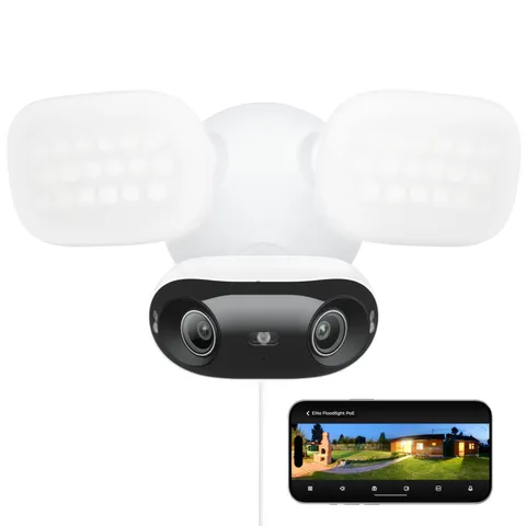 Elite Pro Floodlight PoE Security Camera 16MP Dual Lens 180 Degree Panoramic