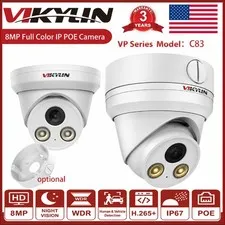Vikylin 8MP 4K POE IP Camera Full Color Human/Vehicle Detection+Junction Box Lot