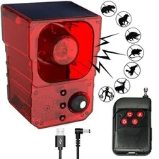 Solar Motion Sensor Alarm Outdoor - Dog Barking, Gunshot & Siren Sounds for O...