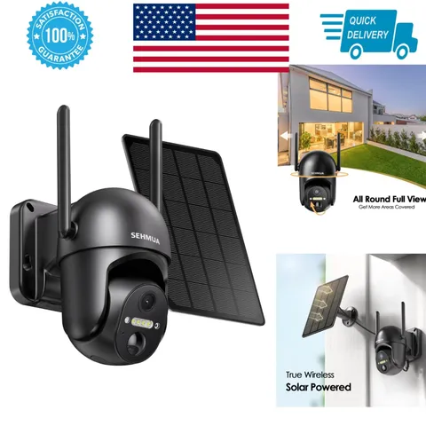 SEHMUA Solar Security Camera 2K Wireless Outdoor 360° Night Vision