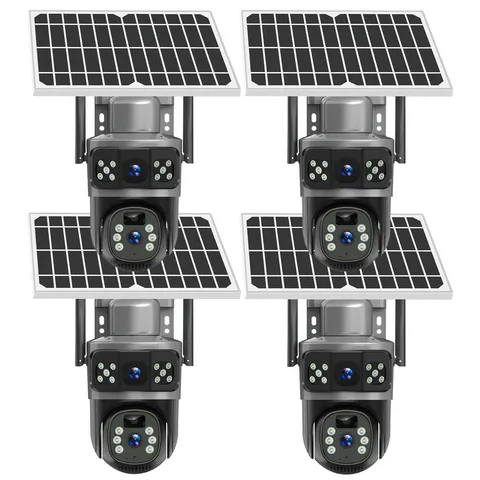 4PCS Wireless Home Security System 9MP Outdoor Camera Solar Battery Powered WiFi