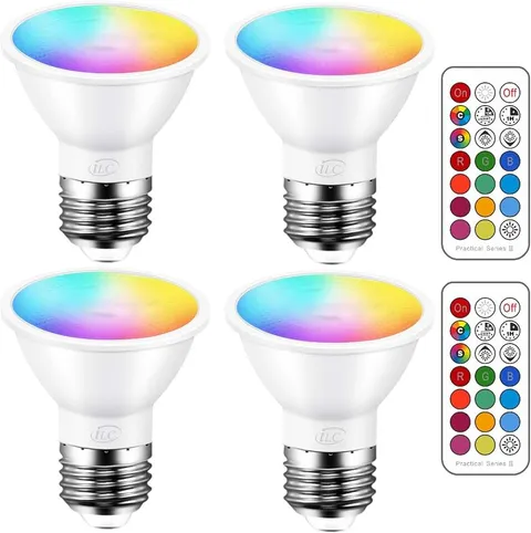 ILC PAR16 LED Light Bulbs 40 Watt Equivalent Color Changing E26 Screw Beam