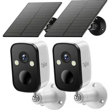 TIEJUS 2 Pack 2K 5G Solar Wireless Outdoor Security Cameras