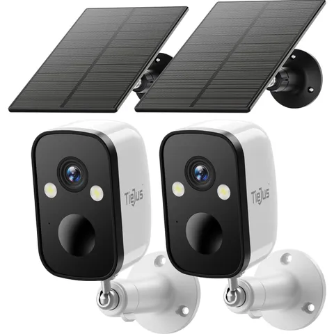 TIEJUS 2 Pack 2K 5G Solar Wireless Outdoor Security Cameras